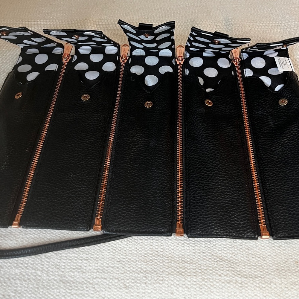 Sephora Faux Leather Polka Dot Makeup Brush Bag with Rose Gold Hardware